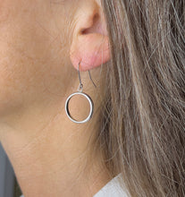 Load image into Gallery viewer, Bands: Dangle Silver Round Hoop Earrings