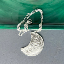 Load image into Gallery viewer, Big Moon Silver Pendant Necklace