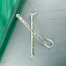 Load image into Gallery viewer, Aquamarine Textured Long Dangle Earrings