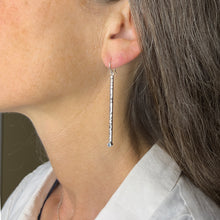 Load image into Gallery viewer, Aquamarine Textured Long Dangle Earrings