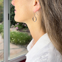 Load image into Gallery viewer, Bands: Dangle Silver Round Hoop Earrings