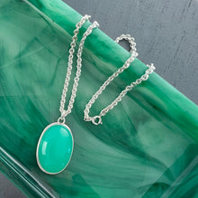 Load image into Gallery viewer, Chrysoprase Oval Pendant Necklace