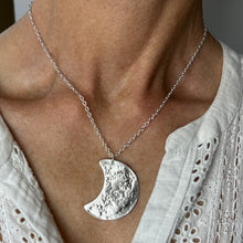Load image into Gallery viewer, Big Moon Silver Pendant Necklace