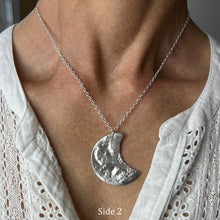 Load image into Gallery viewer, Big Moon Silver Pendant Necklace