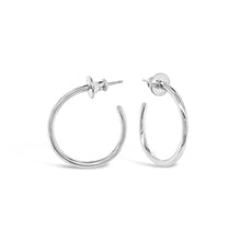 Load image into Gallery viewer, Cycles: Medium Size Silver Hoop Earrings