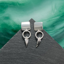 Load image into Gallery viewer, Little Hunter: Silver Geometric Dangle Earrings
