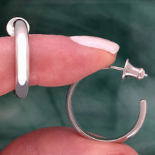 Load image into Gallery viewer, Classic II: Medium Size Round Silver Hoop Earrings