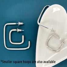 Load image into Gallery viewer, Concepts: Large Square Silver Hoop Earrings