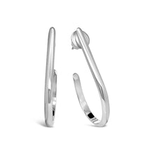 Load image into Gallery viewer, Halcyon: Silver Semi Oval Medium Size Hoop Earrings