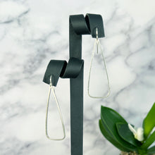 Load image into Gallery viewer, Romp: Long Hammered Silver Triangle Dangle Earrings