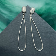 Load image into Gallery viewer, Rain: Silver Long, Slender Teardrop Dangle Post Earrings