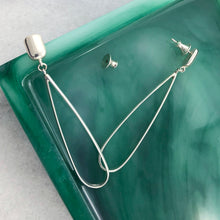 Load image into Gallery viewer, Rain: Silver Long, Slender Teardrop Dangle Post Earrings