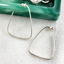 Load image into Gallery viewer, Intrigue: Triangle Silver Hoop Earrings