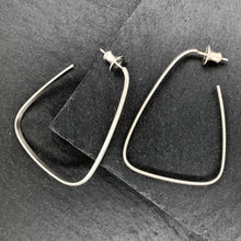 Load image into Gallery viewer, Intrigue: Triangle Silver Hoop Earrings