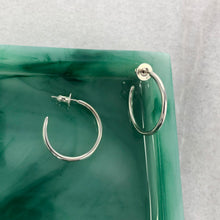 Load image into Gallery viewer, Cycles: Medium Size Silver Hoop Earrings