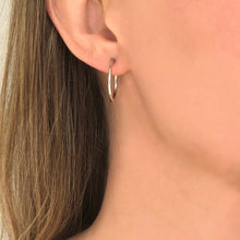 Load image into Gallery viewer, Cycles: Medium Size Silver Hoop Earrings