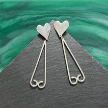 Load image into Gallery viewer, Juliet: Silver Heart Earrings with Dangles