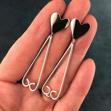 Load image into Gallery viewer, Juliet: Silver Heart Earrings with Dangles