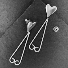 Load image into Gallery viewer, Juliet: Silver Heart Earrings with Dangles