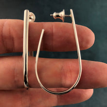 Load image into Gallery viewer, Mellowed: Semi Oval Silver Long Post Hoop Earrings