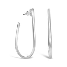 Load image into Gallery viewer, Mellowed: Semi Oval Silver Long Post Hoop Earrings