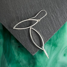 Load image into Gallery viewer, Applause Silver Leaf Shaped Dangle Earrings