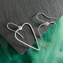 Load image into Gallery viewer, Soul:  Delicate Silver Heart Hoop Dangles