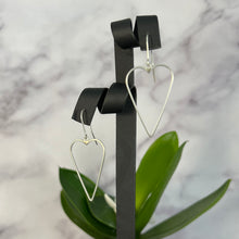 Load image into Gallery viewer, Soul:  Delicate Silver Heart Hoop Dangles