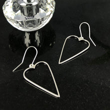 Load image into Gallery viewer, Soul:  Delicate Silver Heart Hoop Dangles