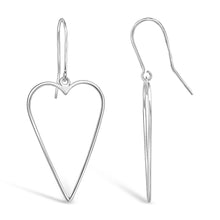 Load image into Gallery viewer, Soul:  Delicate Silver Heart Hoop Dangles