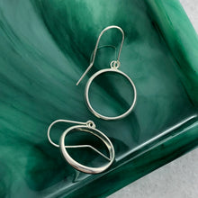 Load image into Gallery viewer, Bands: Dangle Silver Round Hoop Earrings