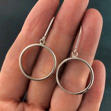 Load image into Gallery viewer, Bands: Dangle Silver Round Hoop Earrings