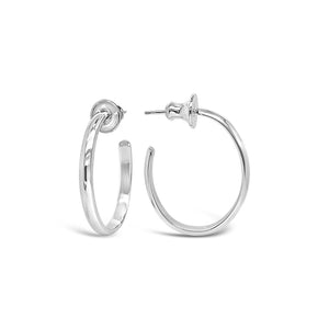Elliptics: Medium Size Oval Silver Hoop Earrings