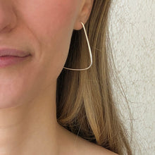 Load image into Gallery viewer, Intrigue: Triangle Silver Hoop Earrings