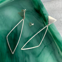 Load image into Gallery viewer, Swing: Triangle Silver Post Earrings and Dangles