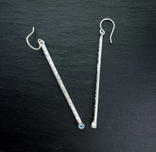 Load image into Gallery viewer, Aquamarine Textured Long Dangle Earrings