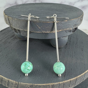 Blue Green Turquoise Bead Long Dangles