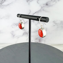Load image into Gallery viewer, Red Coral Oval Drop Earrings