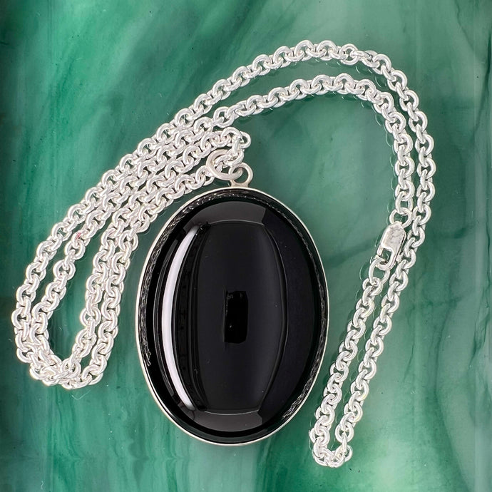 Large Onyx Oval Pendant Necklace