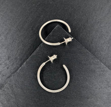 Load image into Gallery viewer, Cycles: Medium Size Silver Hoop Earrings
