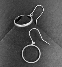 Load image into Gallery viewer, Bands: Dangle Silver Round Hoop Earrings