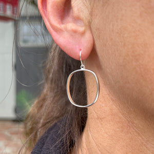 Good Vibes: Rounded Square Hoop Dangle Earrings