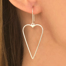 Load image into Gallery viewer, Soul:  Delicate Silver Heart Hoop Dangles