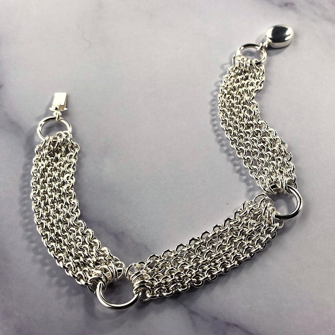 Silver Multi Strand Chain Bracelet – Hoopsanddangles