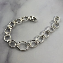 Load image into Gallery viewer, silver link bracelet on marble background