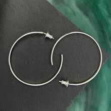 Load image into Gallery viewer, Classic I: 1.5&quot; Large Round Shiny Silver Post Hoop Earrings