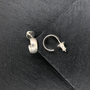 Classic III: Small Silver Wide Post Hoop Earrings