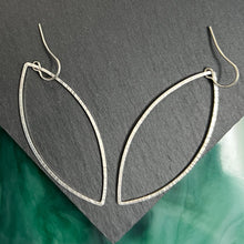 Load image into Gallery viewer, Encore: Long Leaf Shaped Silver Hoop Dangle Earrings