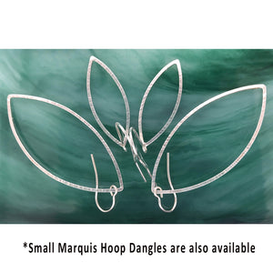 Encore: Long Leaf Shaped Silver Hoop Dangle Earrings