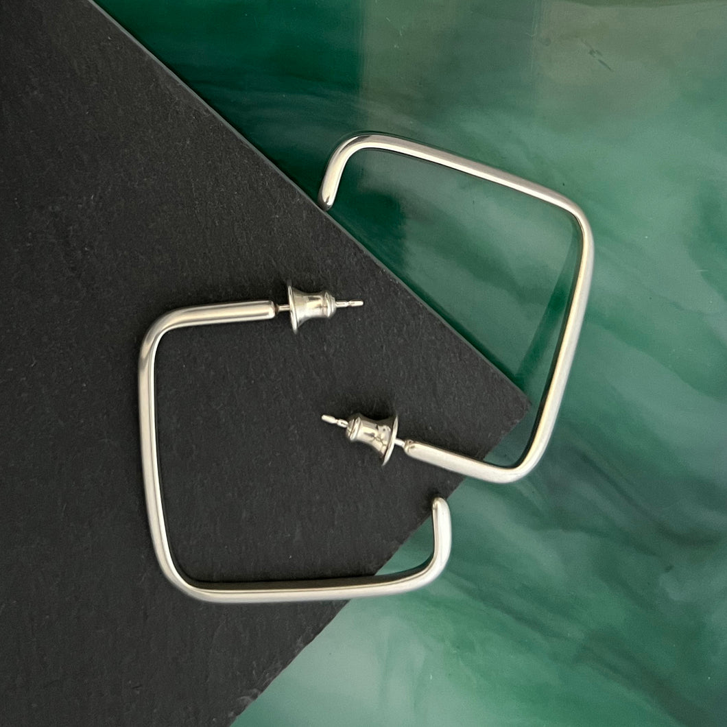 Concepts: Large Square Silver Hoop Earrings